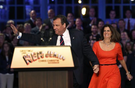 Republican New Jersey Governor Chris Christie takes the stage with his wife Mary Pat at his election night party in Asbury Park, New Jersey, Republican New Jersey Governor Chris Christie takes the stage with his wife Mary Pat at his election night party in Asbury Park, New Jersey,