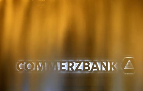 The logo of Germany's Commerzbank is pictured behind a fountain in Frankfurt May 10, 2013. Picture taken May 10, 2013. REUTERS/Lisi Niesner The logo of Germany's Commerzbank is pictured behind a fountain in Frankfurt May 10, 2013. Picture taken May 10, 2013. REUTERS/Lisi Niesner