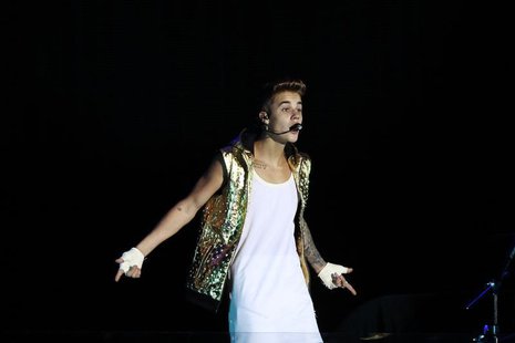 Canadian pop singer Justin Bieber performs during his "Believe" concert tour at the Rommel Fernandez stadium in Panama City October 24, 2013 Canadian pop singer Justin Bieber performs during his "Believe" concert tour at the Rommel Fernandez stadium in Panama City October 24, 2013