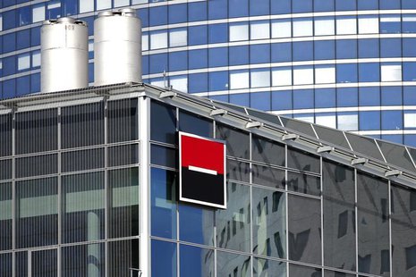 The logo of French bank Societe Generale is seen on a building in the financial district of La Defense near Paris August 1, 2013. REUTERS/Be The logo of French bank Societe Generale is seen on a building in the financial district of La Defense near Paris August 1, 2013. REUTERS/Be