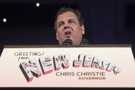 Republican New Jersey Governor Chris Christie addresses supporters as he stands with his family at his election night party in Asbury Park, Republican New Jersey Governor Chris Christie addresses supporters as he stands with his family at his election night party in Asbury Park,