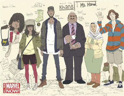 A new Marvel Comics cover shows Ms Marvel as Kamala Khan (2nd L), the 16-year-old daughter of Pakistani immigrants, in this undated handout A new Marvel Comics cover shows Ms Marvel as Kamala Khan (2nd L), the 16-year-old daughter of Pakistani immigrants, in this undated handout