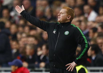 Celtic's coach Neil Lennon reacts during their Champions League soccer match at Amsterdam Arena November 6, 2013. REUTERS/Michael Kooren Celtic's coach Neil Lennon reacts during their Champions League soccer match at Amsterdam Arena November 6, 2013. REUTERS/Michael Kooren