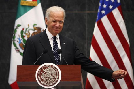 U.S. Vice President Joe Biden gestures after a meeting with Mexico's President Enrique Pena Nieto at Los Pinos Presidential Residence in Mex U.S. Vice President Joe Biden gestures after a meeting with Mexico's President Enrique Pena Nieto at Los Pinos Presidential Residence in Mex