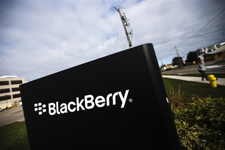 A man walks by a Blackberry sign at the Blackberry campus in Waterloo, September 23, 2013. REUTERS/Mark Blinch A man walks by a Blackberry sign at the Blackberry campus in Waterloo, September 23, 2013. REUTERS/Mark Blinch