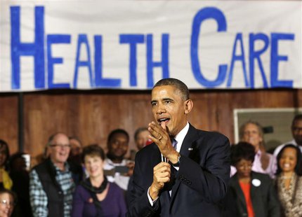U.S. President Barack Obama speaks about Affordable Health Care to volunteers at the Temple Emanu-El in Dallas, Texas, November 6, 2013. REU U.S. President Barack Obama speaks about Affordable Health Care to volunteers at the Temple Emanu-El in Dallas, Texas, November 6, 2013. REU