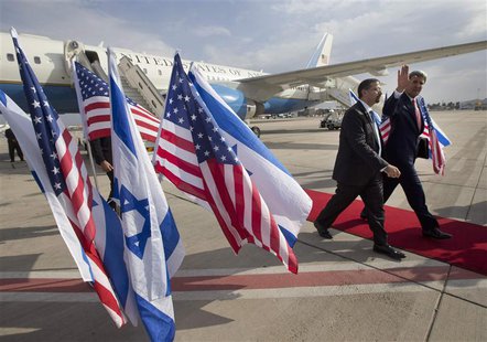 U.S. Secretary of State John Kerry is greeted by U.S. Ambassador to Israel Dan Shapiro (L) as he arrives in Tel Aviv November 8, 2013. REUTE U.S. Secretary of State John Kerry is greeted by U.S. Ambassador to Israel Dan Shapiro (L) as he arrives in Tel Aviv November 8, 2013. REUTE