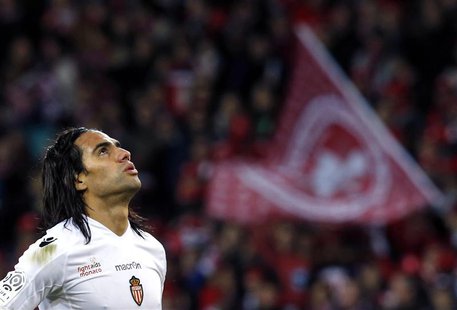 AS Monaco's Radamel Falcao reacts at the end of his match against Lille during his French Ligue 1 soccer match at the Pierre Mauroy Stadium AS Monaco's Radamel Falcao reacts at the end of his match against Lille during his French Ligue 1 soccer match at the Pierre Mauroy Stadium