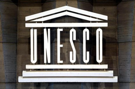 The logo of UNESCO is seen inside the headquarters in Paris, September 29, 2003. The logo of UNESCO is seen inside the headquarters in Paris, September 29, 2003.