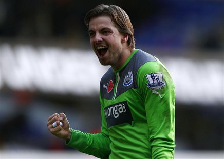 Newcastle United's goalkeeper Tim Krul celebrates after beating Tottenham Hotspur in their English Premier League soccer match at White Hart Newcastle United's goalkeeper Tim Krul celebrates after beating Tottenham Hotspur in their English Premier League soccer match at White Hart