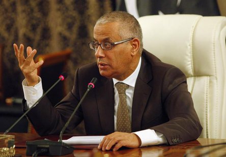 Libya's Prime Minister Ali Zeidan speaks during a joint news conference at the headquarters of the Prime Minister's Office in Tripoli, Novem Libya's Prime Minister Ali Zeidan speaks during a joint news conference at the headquarters of the Prime Minister's Office in Tripoli, Novem