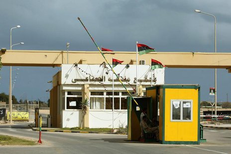 The main gate of the Mellitah Oil and Gas complex co-owned by Italy's ENI is seen, 100 km (60 miles) west of Tripoli November 7, 2013. REUTE The main gate of the Mellitah Oil and Gas complex co-owned by Italy's ENI is seen, 100 km (60 miles) west of Tripoli November 7, 2013. REUTE