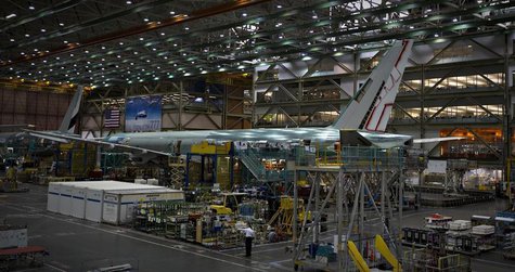 A Boeing 777 sits on the assembly line at the company's operations in Everett, Washington, October 18, 2012. REUTERS/Andy Clark A Boeing 777 sits on the assembly line at the company's operations in Everett, Washington, October 18, 2012. REUTERS/Andy Clark