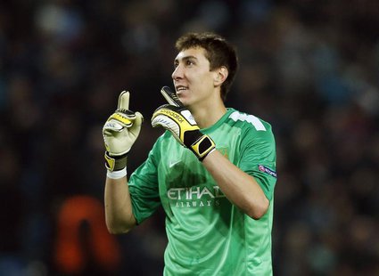 Manchester City's Costel Pantilimon reacts after their Champions League soccer match against CSKA Moscow at the Etihad Stadium in Manchester Manchester City's Costel Pantilimon reacts after their Champions League soccer match against CSKA Moscow at the Etihad Stadium in Manchester