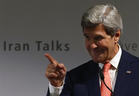 U.S. Secretary of State John Kerry gestures during a news conference after nuclear talks in Geneva in this November 10, 2013 file photo. REU U.S. Secretary of State John Kerry gestures during a news conference after nuclear talks in Geneva in this November 10, 2013 file photo. REU