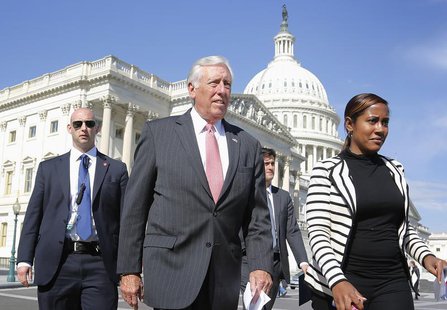 House Minority Whip Steny Hoyer (D-MD) (2nd L) arrives for a news conference at the U.S. Capitol in Washington, October 23, 2013. REUTERS/Jo House Minority Whip Steny Hoyer (D-MD) (2nd L) arrives for a news conference at the U.S. Capitol in Washington, October 23, 2013. REUTERS/Jo