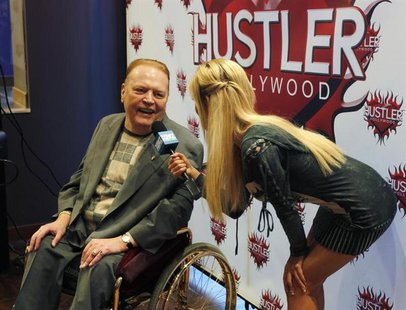 Publisher Larry Flynt, president of Larry Flynt Publications is interviewed at induction ceremonies for adult film stars and producers John Publisher Larry Flynt, president of Larry Flynt Publications is interviewed at induction ceremonies for adult film stars and producers John