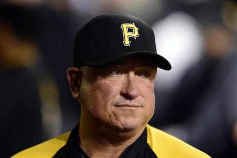 St. Louis, MO, USA; Pittsburgh Pirates manager Clint Hurdle (13) in game five of the National League divisional series playoff baseball game St. Louis, MO, USA; Pittsburgh Pirates manager Clint Hurdle (13) in game five of the National League divisional series playoff baseball game