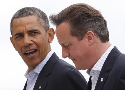 U.S. President Barack Obama walks with Britain's Prime Minister David Cameron during the G8 summit at the Lough Erne golf resort in Enniskil U.S. President Barack Obama walks with Britain's Prime Minister David Cameron during the G8 summit at the Lough Erne golf resort in Enniskil