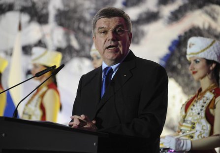 International Olympic Committee (IOC) President Thomas Bach speaks during the opening of conference on sport and the environment in Sochi Oc International Olympic Committee (IOC) President Thomas Bach speaks during the opening of conference on sport and the environment in Sochi Oc