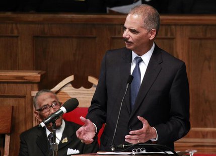 U.S. Attorney General Eric H. Holder speaks during the Community Memorial Service at 16th Street Baptist Church in Birmingham, Alabama Septe U.S. Attorney General Eric H. Holder speaks during the Community Memorial Service at 16th Street Baptist Church in Birmingham, Alabama Septe