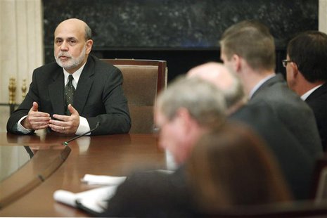 U.S. Federal Reserve Chairman Ben Bernanke addresses a town hall event for teachers at the Federal Reserve Board's building in Washington No U.S. Federal Reserve Chairman Ben Bernanke addresses a town hall event for teachers at the Federal Reserve Board's building in Washington No