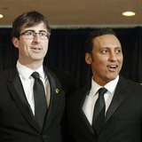 Comedians John Oliver (L) and Aasif Mandvi arrive on the red carpet at the annual White House Correspondents' Association dinner in Washingt Comedians John Oliver (L) and Aasif Mandvi arrive on the red carpet at the annual White House Correspondents' Association dinner in Washingt