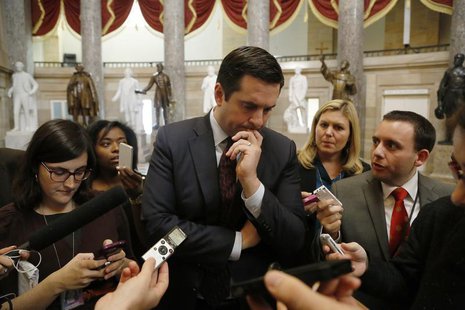 U.S. Representative Devin Nunes (R-CA) talks to reporters as he walks from the offices of House Speaker John Boehner (R-OH) (not pictured) a U.S. Representative Devin Nunes (R-CA) talks to reporters as he walks from the offices of House Speaker John Boehner (R-OH) (not pictured) a