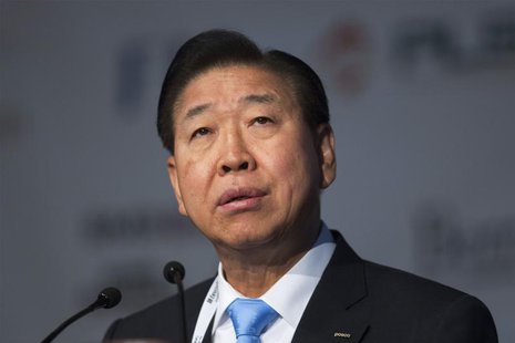 Joon Yang Chung, chairman and chief executive officer of POSCO steel, speaks during the Steel Success Strategies conference in New York, Jun Joon Yang Chung, chairman and chief executive officer of POSCO steel, speaks during the Steel Success Strategies conference in New York, Jun