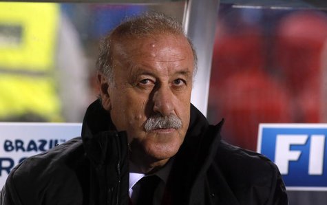 Spain's coach Vicente del Bosque sits in the bench before their 2014 World Cup qualifying soccer match against Belarus at Son Moix stadium i Spain's coach Vicente del Bosque sits in the bench before their 2014 World Cup qualifying soccer match against Belarus at Son Moix stadium i