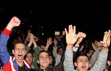 Albanians celebrate Prime Minister Edi Rama's rejection of a request by the U.S. to be part of an operation to destroy Syria's chemical weap Albanians celebrate Prime Minister Edi Rama's rejection of a request by the U.S. to be part of an operation to destroy Syria's chemical weap