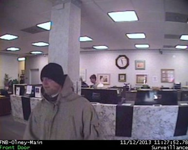 security camera photo of Olney bank robber security camera photo of Olney bank robber