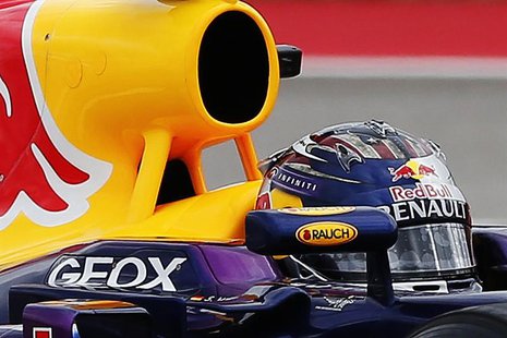 Red Bull Formula One driver Sebastian Vettel of Germany drives during the qualifying session of the Austin F1 Grand Prix at the Circuit of t Red Bull Formula One driver Sebastian Vettel of Germany drives during the qualifying session of the Austin F1 Grand Prix at the Circuit of t