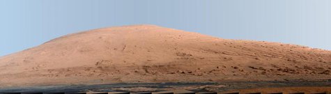 A portion of Mount Sharp, on Mars is pictured in this panorama made from a mosaic of images taken by the Mast Camera (Mastcam) on NASA's Mar A portion of Mount Sharp, on Mars is pictured in this panorama made from a mosaic of images taken by the Mast Camera (Mastcam) on NASA's Mar