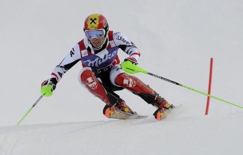 Austria's Marcel Hirscher competes during the first run of the men's slalom of the FIS Alpine Ski World Cup in Levi, Finnish Lapland, Novemb Austria's Marcel Hirscher competes during the first run of the men's slalom of the FIS Alpine Ski World Cup in Levi, Finnish Lapland, Novemb
