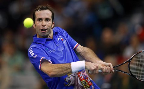 Czech Republic's Radek Stepanek returns the ball to Serbia's Dusan Lajovic during their Davis Cup World Group final tennis match in Belgrade Czech Republic's Radek Stepanek returns the ball to Serbia's Dusan Lajovic during their Davis Cup World Group final tennis match in Belgrade