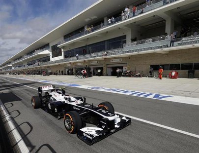 Williams Formula One driver Valtteri Bottas of Finland drives out of the pit lane during the qualifying session of the Austin F1 Grand Prix Williams Formula One driver Valtteri Bottas of Finland drives out of the pit lane during the qualifying session of the Austin F1 Grand Prix