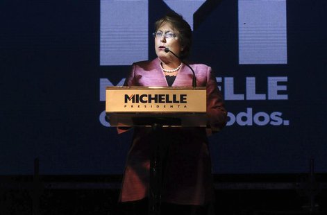 Chilean presidential candidate Michelle Bachelet talks to supporters after the first round of presidential elections in Santiago, November 1 Chilean presidential candidate Michelle Bachelet talks to supporters after the first round of presidential elections in Santiago, November 1