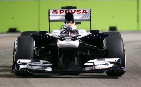 Williams Formula One driver Pastor Maldonado of Venezuela drives during the first practice session of the Singapore F1 Grand Prix at the Mar Williams Formula One driver Pastor Maldonado of Venezuela drives during the first practice session of the Singapore F1 Grand Prix at the Mar