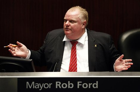 Toronto Mayor Rob Ford attends a special council meeting at City Hall in Toronto November 18, 2013. REUTERS/Aaron Harris Toronto Mayor Rob Ford attends a special council meeting at City Hall in Toronto November 18, 2013. REUTERS/Aaron Harris