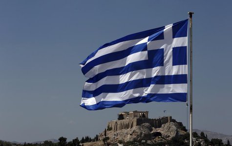 A Greek flag flutters in front of the Acropolis hill in Athens August 21, 2013. REUTERS/John Kolesidis A Greek flag flutters in front of the Acropolis hill in Athens August 21, 2013. REUTERS/John Kolesidis