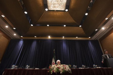 Iran's President Hassan Rouhani (L) speaks during a news conference in New York September 27, 2013. REUTERS/Adrees Latif Iran's President Hassan Rouhani (L) speaks during a news conference in New York September 27, 2013. REUTERS/Adrees Latif