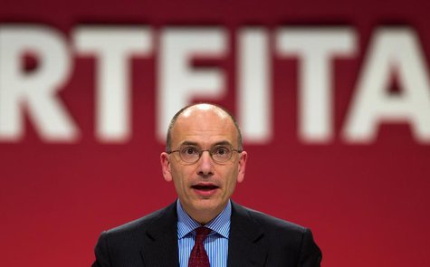 Italy's Prime Minister Enrico Letta speaks during a Social Democratic Party (SPD) party congress in Leipzig, November 14, 2013. REUTERS/Thom Italy's Prime Minister Enrico Letta speaks during a Social Democratic Party (SPD) party congress in Leipzig, November 14, 2013. REUTERS/Thom