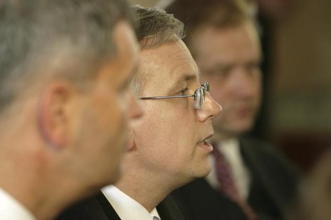 Latvia's Minister of Finance Atis Slakteris (L), Lithuania's Minister of Finance Rimantas Sadzius (C) and their Estonia's counterpart Ivari Latvia's Minister of Finance Atis Slakteris (L), Lithuania's Minister of Finance Rimantas Sadzius (C) and their Estonia's counterpart Ivari