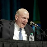 Microsoft Chief Executive Steve Ballmer answers questions at the company's annual shareholder meeting in Bellevue, Washington November 19, 2 Microsoft Chief Executive Steve Ballmer answers questions at the company's annual shareholder meeting in Bellevue, Washington November 19, 2