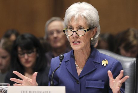 U.S. Health and Human Services Secretary Kathleen Sebelius testifies before a Senate Finance Committee hearing on "Health Insurance Exchange U.S. Health and Human Services Secretary Kathleen Sebelius testifies before a Senate Finance Committee hearing on "Health Insurance Exchange