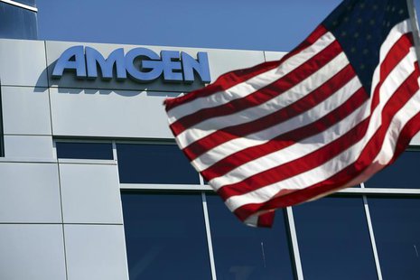 An Amgen sign is seen at the company's office in South San Francisco, California October 21, 2013. REUTERS/Robert Galbraith An Amgen sign is seen at the company's office in South San Francisco, California October 21, 2013. REUTERS/Robert Galbraith