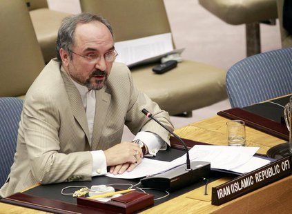 Iran's Ambassador to the U.N. Mohammad Khazaee speaks before the U.N. Security Council at the U.N. Headquarters in New York, June 9, 2010. R Iran's Ambassador to the U.N. Mohammad Khazaee speaks before the U.N. Security Council at the U.N. Headquarters in New York, June 9, 2010. R