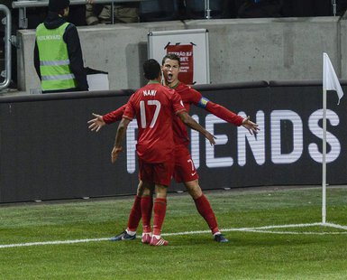 Portugal's Cristiano Ronaldo celebrates his goal against Sweden, with teammate Nani, during the second leg of their 2014 World Cup qualifyin Portugal's Cristiano Ronaldo celebrates his goal against Sweden, with teammate Nani, during the second leg of their 2014 World Cup qualifyin