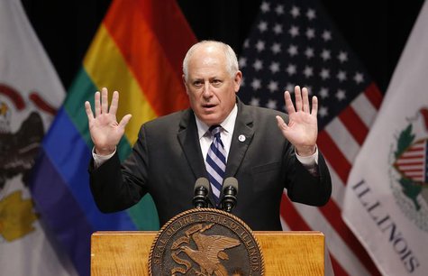 Illinois Governor Pat Quinn speaks before signing the Religious Freedom and Marriage Fairness Act at a ceremony in Chicago, Illinois, Novemb Illinois Governor Pat Quinn speaks before signing the Religious Freedom and Marriage Fairness Act at a ceremony in Chicago, Illinois, Novemb